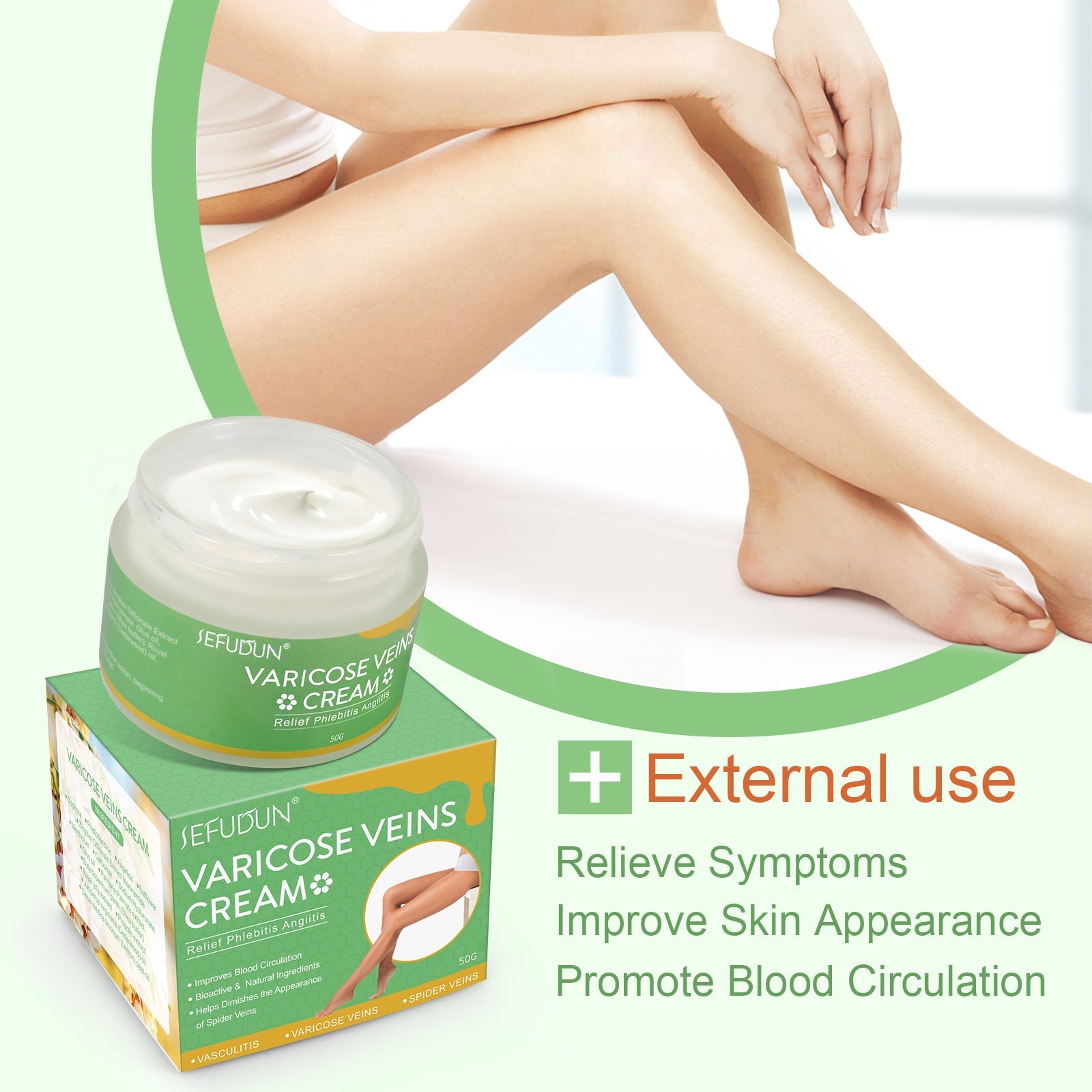 Vein Cream Red Blood Streaks Repair Earthworm Leg Bruises Bulge Relief Pain Safflower Skin care lotion Varicose Cream My Store